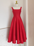A line Straps Red Vacation Dress Satin Women Summer Dresses SD131 HZ0628