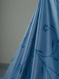 A Line Strapless Blue Satin Long Prom Dresses Party Dress SD1321