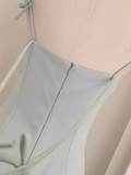 A line Spaghetti Straps Sage Green Travel Vacation Women Dress Short Birthday Outfits SD133