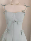 A line Spaghetti Straps Sage Green Travel Vacation Women Dress Short Birthday Outfits SD133