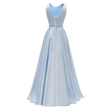 A Line Scoop Neckline Satin Green Long Prom Dresses Party Dress SD1340