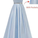 A Line Scoop Neckline Satin Green Long Prom Dresses Party Dress SD1340