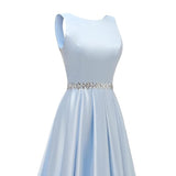 A Line Scoop Neckline Satin Green Long Prom Dresses Party Dress SD1340