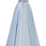 A Line Scoop Neckline Satin Green Long Prom Dresses Party Dress SD1340