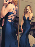 mermaid long prom dress v-neck tight simple prom dress SD1348