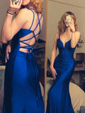 mermaid long prom dress v-neck tight simple prom dress SD1348