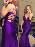 mermaid long prom dress v-neck tight simple prom dress SD1348