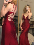 mermaid long prom dress v-neck tight simple prom dress SD1348