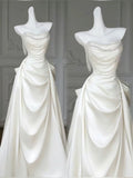 White Wedding Dresses With Train Mermaid Bridal Gowns SD1375