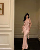 Sheath Straps Pink Ankle Length Backless Pink Prom Dresses SD1377