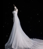 Mermaid Off The Shoulder White Wedding Dresses With Train Bridal Gowns SD1384