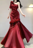 Style Prom Dresses Long Evening Dress Aesthetic Formal Red Birthday Dress SD1392