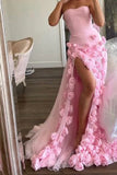 Sheath Sweetheart Pink Long Slit Prom Dresses Formal Evening Dress SD1412