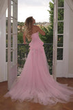 Sheath Sweetheart Pink Long Slit Prom Dresses Formal Evening Dress SD1412