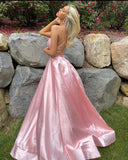 A Line Spaghetti Straps Backless Sleeveless Long Prom Dresses Formal Evening Dress SD1416