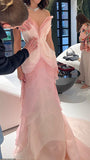 Sheath Sweetheart Floral Pink Tulle Sleeveless Evening Prom Dresses SD1425
