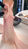Sheath Sweetheart Floral Pink Tulle Sleeveless Evening Prom Dresses SD1425