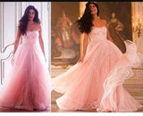 A Line Sweetheart Chiffon Pink Sleeveless Evening Gown Prom Dresses SD1428