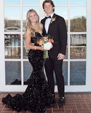 Mermaid Sweetheart Neckline Sequin Black Girl Red Evening Gown Prom Dresses SD1430