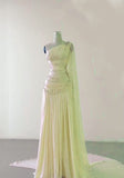 Sheath One Shoulder Pink Long Chiffon Evening Gown Prom Dresses HZ0628