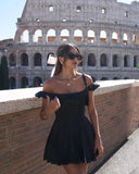 A line Straps Layered Lace Mini Dresses Black Homecoming Dress 16th Birthday Dresses SD1438