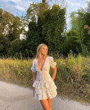 Floral Print Dress Vintage Layered Ruffle Mini Dresses 16th Birthday Dresses SD1443