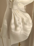 A line Strapless White Travel Vacation Dresses Short Satin Birthday Dress SD146