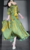 Mermaid Spaghetti Straps Green Satin Party Dress Long Prom Dresses SD1472