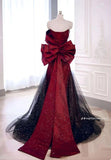 Mermaid Off The Shoulder Burgundy Long Party Dress Satin Prom Dresses SD1477