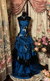 Ball Gown Strapless Satin Navy Blue Long Party Dress Prom Dresses SD1499