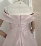 A line Straps Pink Travel Vacation Dresses Short Satin Birthday Dress SD149