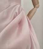 A line Straps Pink Travel Vacation Dresses Short Satin Birthday Dress SD149