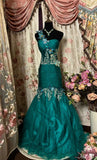 Mermaid One Shoulder Tulle Green Long Party Dress Prom Dresses SD1518
