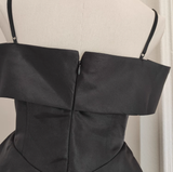 A line Straps Black Travel Vacation Dresses Short Satin Birthday Dress SD151