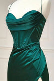 Spaghetti Straps Corset Satin Prom Dress with Split SD1533