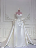 White Wedding Dresses With Train Mermaid Bridal Gowns SD1534