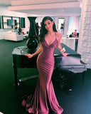 Mermaid Spaghetti Straps Satin Night Party Dress Long Prom Dresses SD1535