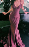 Mermaid Spaghetti Straps Satin Night Party Dress Long Prom Dresses SD1535
