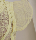 A line Scoop Yellow Short Sleeves Lace Vacation Dress Women Dresses SD153