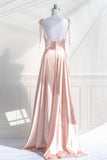 Line Pink Long Prom Dresses Formal Graduation Party Dress Evening Dress SD1545