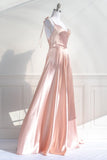 Line Pink Long Prom Dresses Formal Graduation Party Dress Evening Dress SD1545