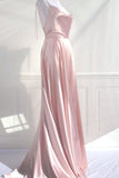 Line Pink Long Prom Dresses Formal Graduation Party Dress Evening Dress SD1545