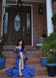 Sheath Royal Blue Long Prom Dresses Formal Graduation Party Dress Evening Dress SD1546