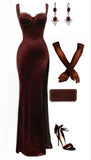 Sheath Burgundy Long Prom Dresses Formal Graduation Party Dress Evening Dress SD1547