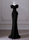 Mermaid Black Long Prom Dresses Formal Graduation Party Dress Evening Dress SD1554