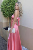 Sweetheart Sleeveless A Line Satin Long Evening Prom Dresses SD1568