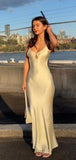Strap Sleeveless Mermaid Satin Evening Prom Dresses SD1577
