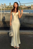 Strap Sleeveless Mermaid Satin Evening Prom Dresses SD1577