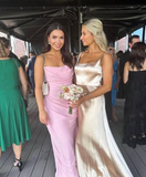 Sweetheart Sleeveless Mermaid Satin Long Evening Prom Dresses SD1587