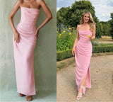 Sweetheart Sleeveless Mermaid Satin Long Evening Prom Dresses SD1587